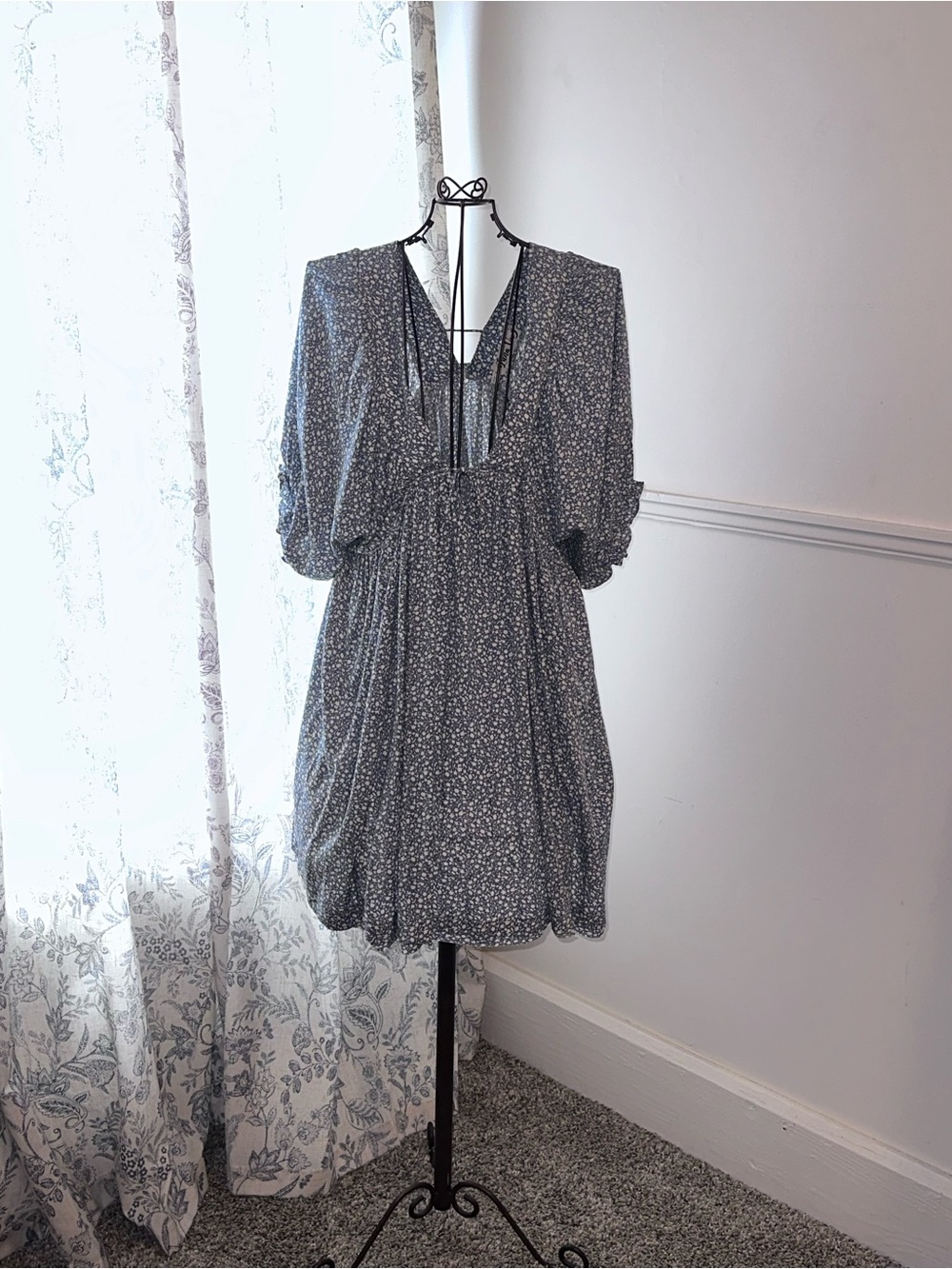 Ditsy Floral Mini Dress in Soft Blue